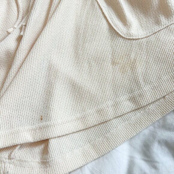 Sabo Cream Waffle Knit Lounge Shorts Size XS Drawstring Elastic Waist - Picture 4 of 7